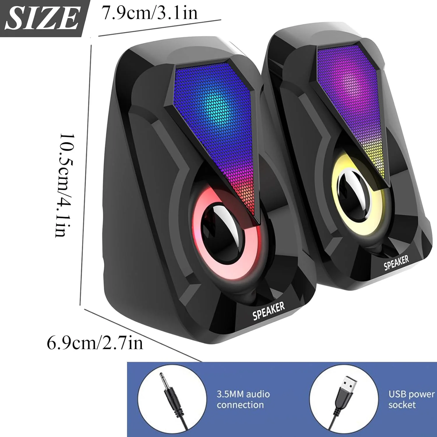 اسپیکر کامپیوتر TokFaa با USB، AUX 3.5 میلی‌متری، اسپیکر کوچک رایانه شخصی، صدای فراگیر، اسپیکر ساندبار قابل حمل برای لپ‌تاپ و کامپیوتر رومیزی