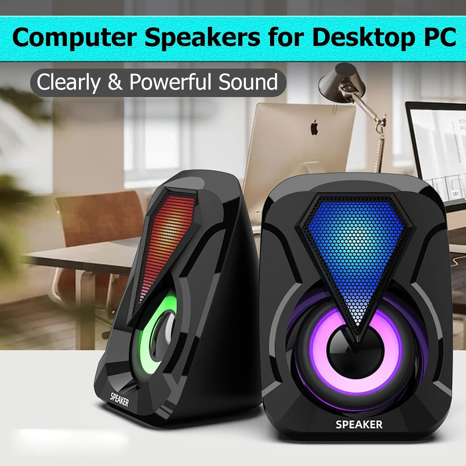 اسپیکر کامپیوتر TokFaa با USB، AUX 3.5 میلی‌متری، اسپیکر کوچک رایانه شخصی، صدای فراگیر، اسپیکر ساندبار قابل حمل برای لپ‌تاپ و کامپیوتر رومیزی