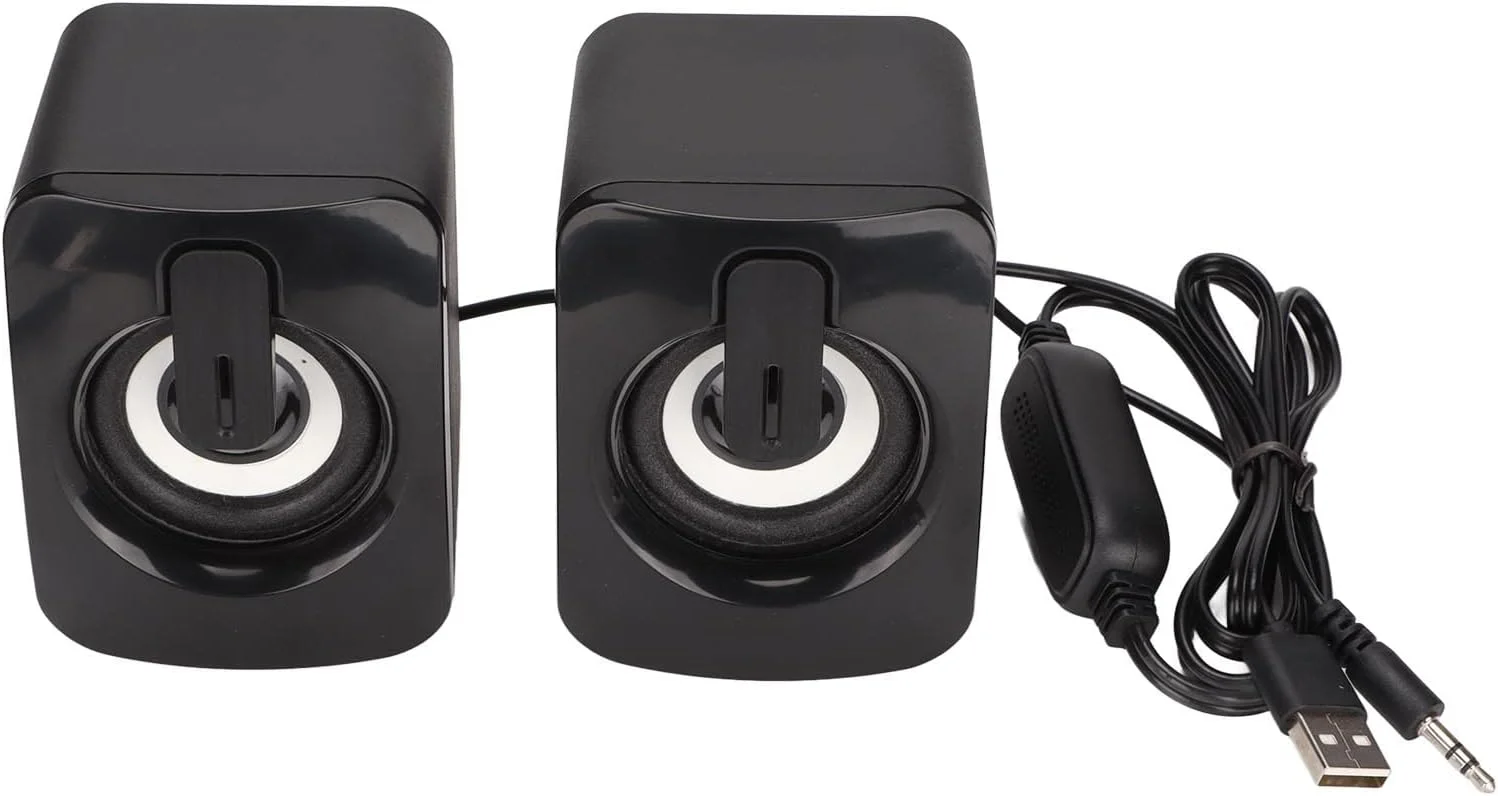 اسپیکر استریو کامپیوتر مینی USB مدل Syrisora A2 با صدای باس واضح و اعوجاج کمتر، کوچک و سیمی، ایده آل برای کامپیوتر رومیزی و لپ تاپ