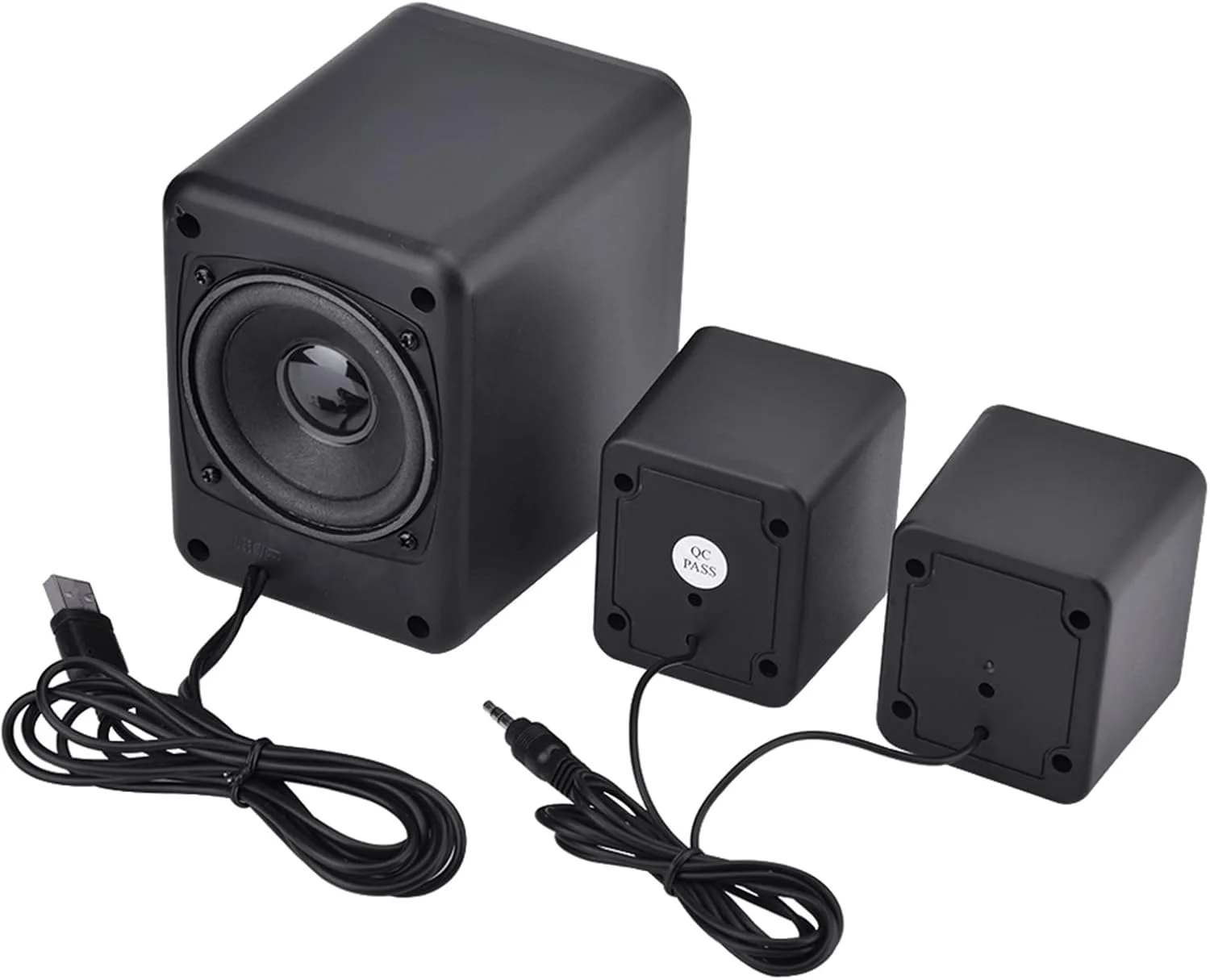 اسپیکر سیمی کوچک، اسپیکر ترکیبی با منبع تغذیه USB، ساب ووفر پخش کننده موسیقی استریو باس برای تلفن، لپ تاپ، کامپیوتر رومیزی (مشکی)