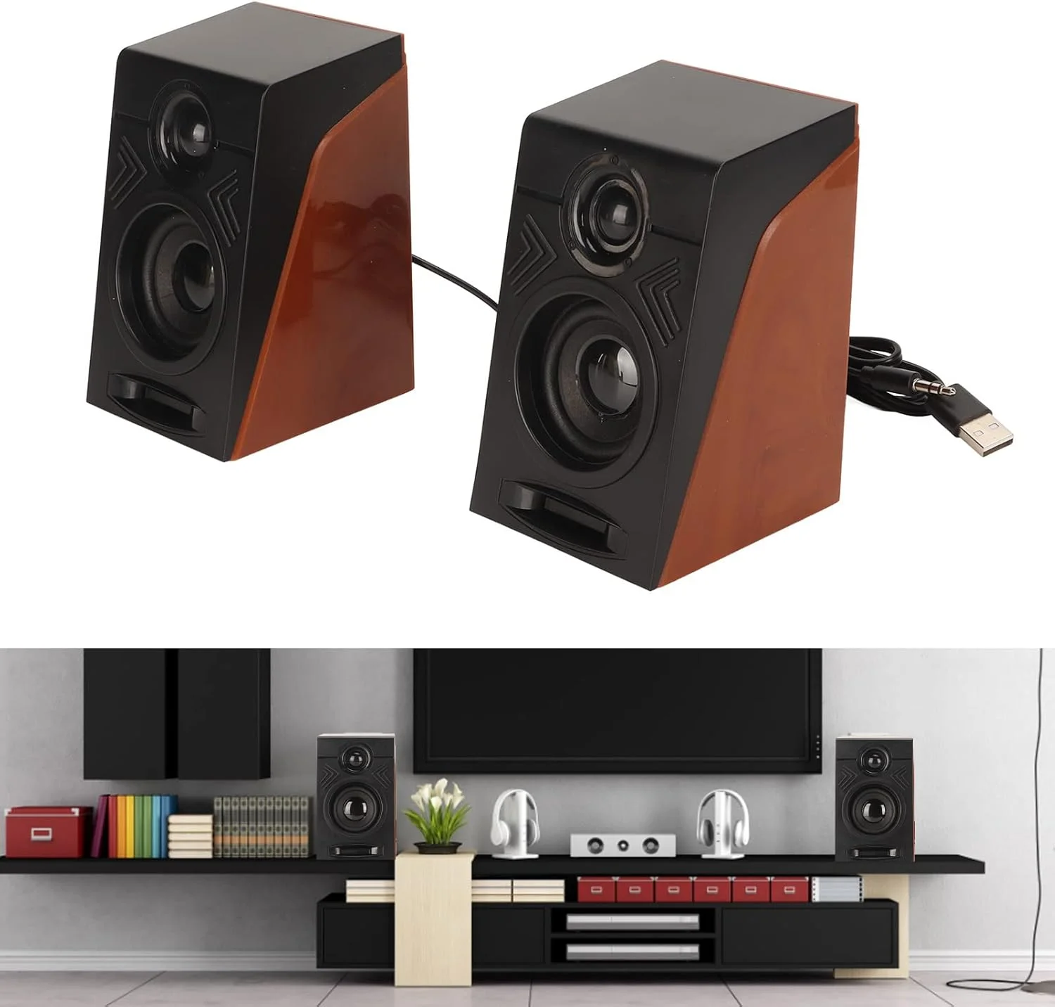 اسپیکر کامپیوتر، اسپیکرهای رومیزی سیمی، اسپیکرهای استریو HiFi با بیس عمیق، صدای قابل تنظیم برای تلویزیون، کامپیوتر، لپ تاپ، تلفن، اتصال و پخش اسپیکر کامپیوتر، اسپیکرهای رومیزی سیمی، اسپیکرهای استریو HiFi با بیس عمیق، صدای قابل تنظیم برای تلویزیون، کامپیوتر، لپ تاپ، تلفن، اتصال و پخش