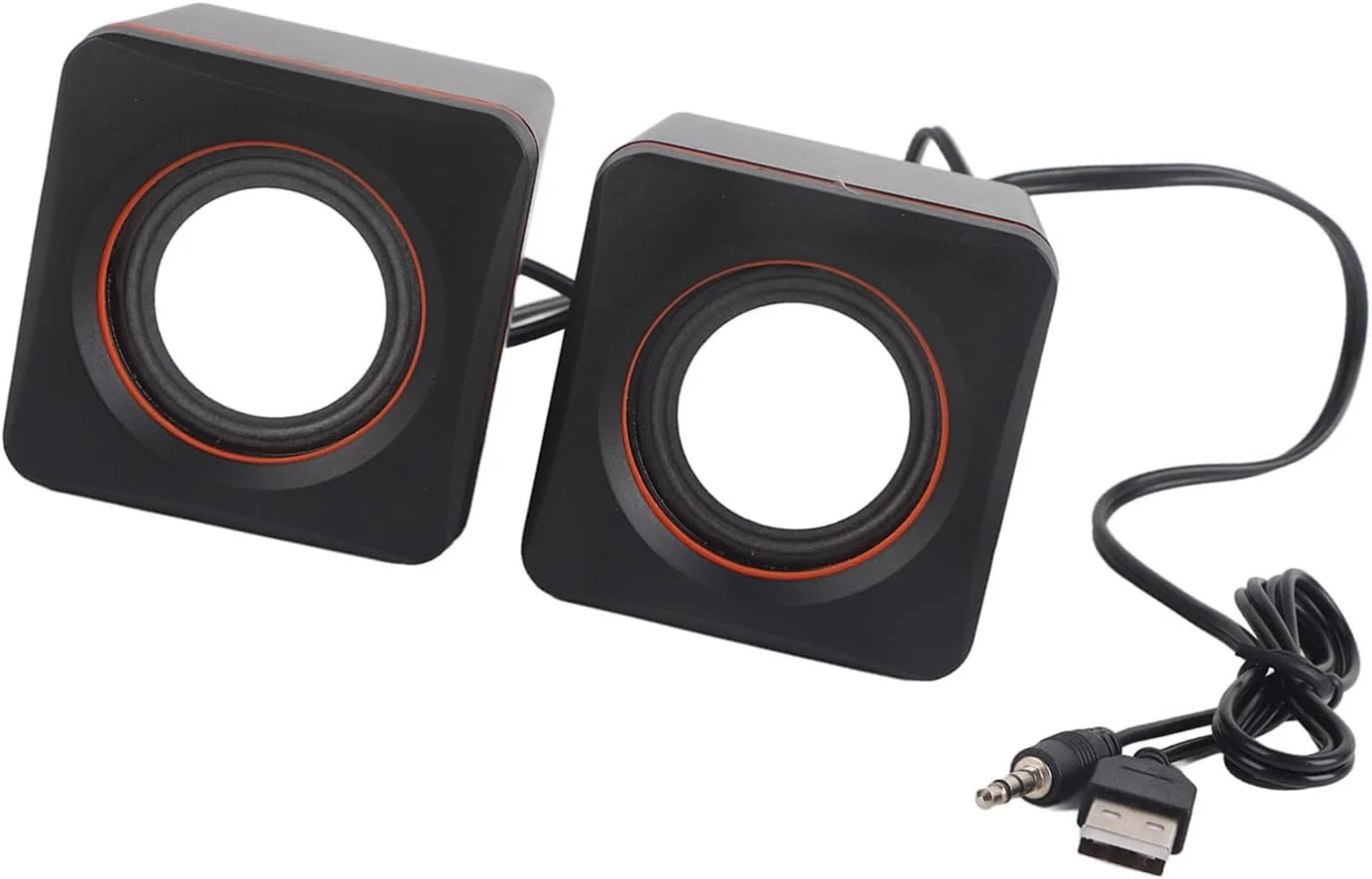 اسپیکر استریو USB برای کامپیوتر رومیزی، لپ تاپ، اسپیکر سیمی دوگانه 3.5 میلی متری با صدای C، طراحی فشرده برای تجربه بهتر، ایده آل برای موسیقی، فیلم، بازی، اتصال و پخش