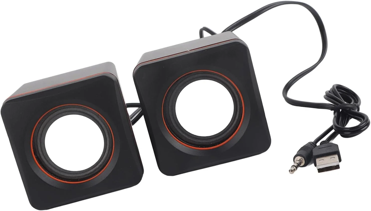 اسپیکر استریو USB برای کامپیوتر رومیزی، لپ تاپ، اسپیکر سیمی دوگانه 3.5 میلی متری با صدای C، طراحی فشرده برای تجربه بهتر، ایده آل برای موسیقی، فیلم، بازی، اتصال و پخش