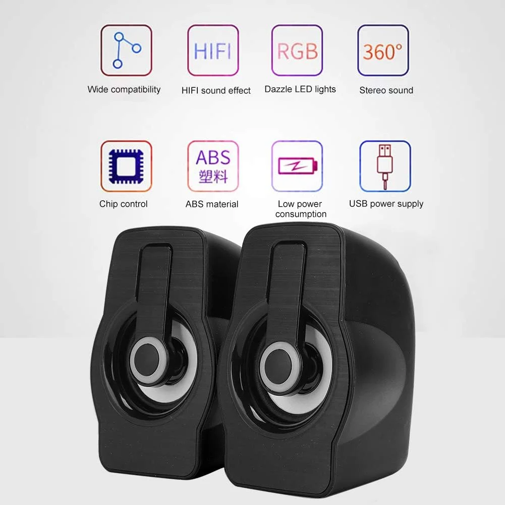 اسپیکر، اسپیکر رومیزی، پخش کننده موسیقی، USB کم مصرف برای لپ تاپ، (مشکی کلاسیک) اسپیکر، اسپیکر رومیزی، پخش کننده موسیقی، USB کم مصرف برای لپ تاپ، (مشکی کلاسیک)