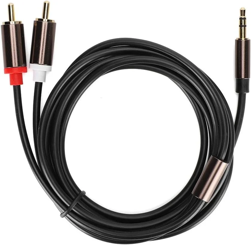 سیم بلندگو، کابل، خط صوتی، کابل ساب ووفر کامپیوتر 2 در 1 برای تلفن، بلندگو، کامپیوتر، لپ تاپ برای ساب ووفر (2 متر)