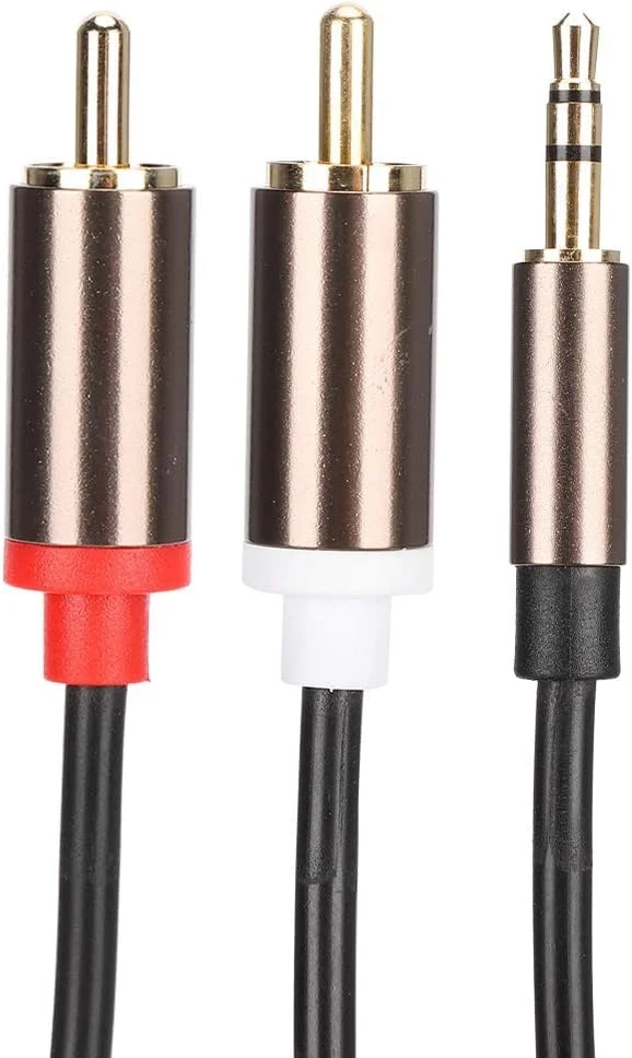 سیم بلندگو، کابل، خط صوتی، کابل ساب ووفر کامپیوتر 2 در 1 برای تلفن، بلندگو، کامپیوتر، لپ تاپ برای ساب ووفر (2 متر)