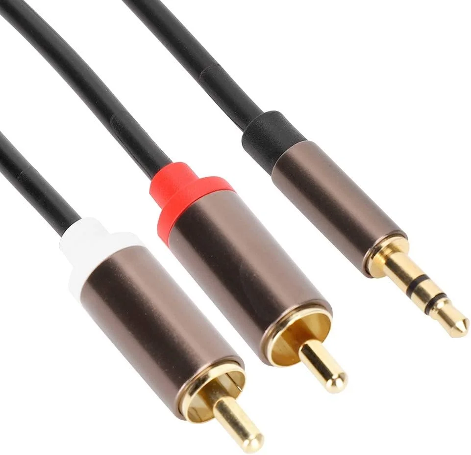 سیم بلندگو، کابل، خط صوتی، کابل ساب ووفر کامپیوتر 2 در 1 برای تلفن، بلندگو، کامپیوتر، لپ تاپ برای ساب ووفر (2 متر)