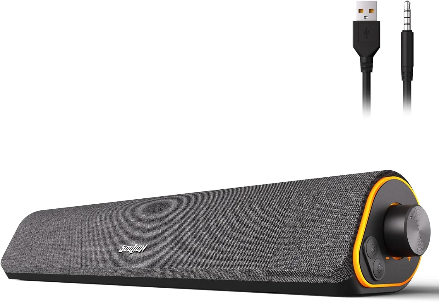 اسپیکر کامپیوتر SOULION R50، اسپیکر بلوتوث و 3.5 میلی‌متری کامپیوتر، تغذیه از طریق USB، نورهای رنگارنگ، ساندبار با سوئیچ، ساندبار استریو فراگیر برای کامپیوتر، دسکتاپ، لپ‌تاپ