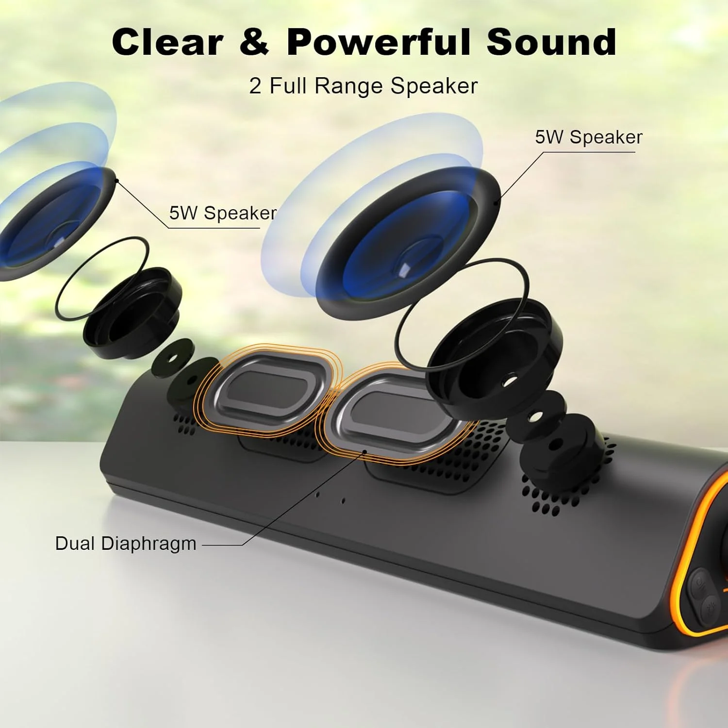 اسپیکر کامپیوتر SOULION R50، اسپیکر بلوتوث و 3.5 میلی‌متری کامپیوتر، تغذیه از طریق USB، نورهای رنگارنگ، ساندبار با سوئیچ، ساندبار استریو فراگیر برای کامپیوتر، دسکتاپ، لپ‌تاپ