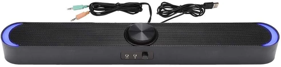 اسپیکر سینمای خانگی sjlerst، ساندبار رومیزی، صوتی کامپیوتر خانگی، اسپیکر کوچک رومیزی لپ تاپ، استفاده دوگانه هدفون (مشکی)