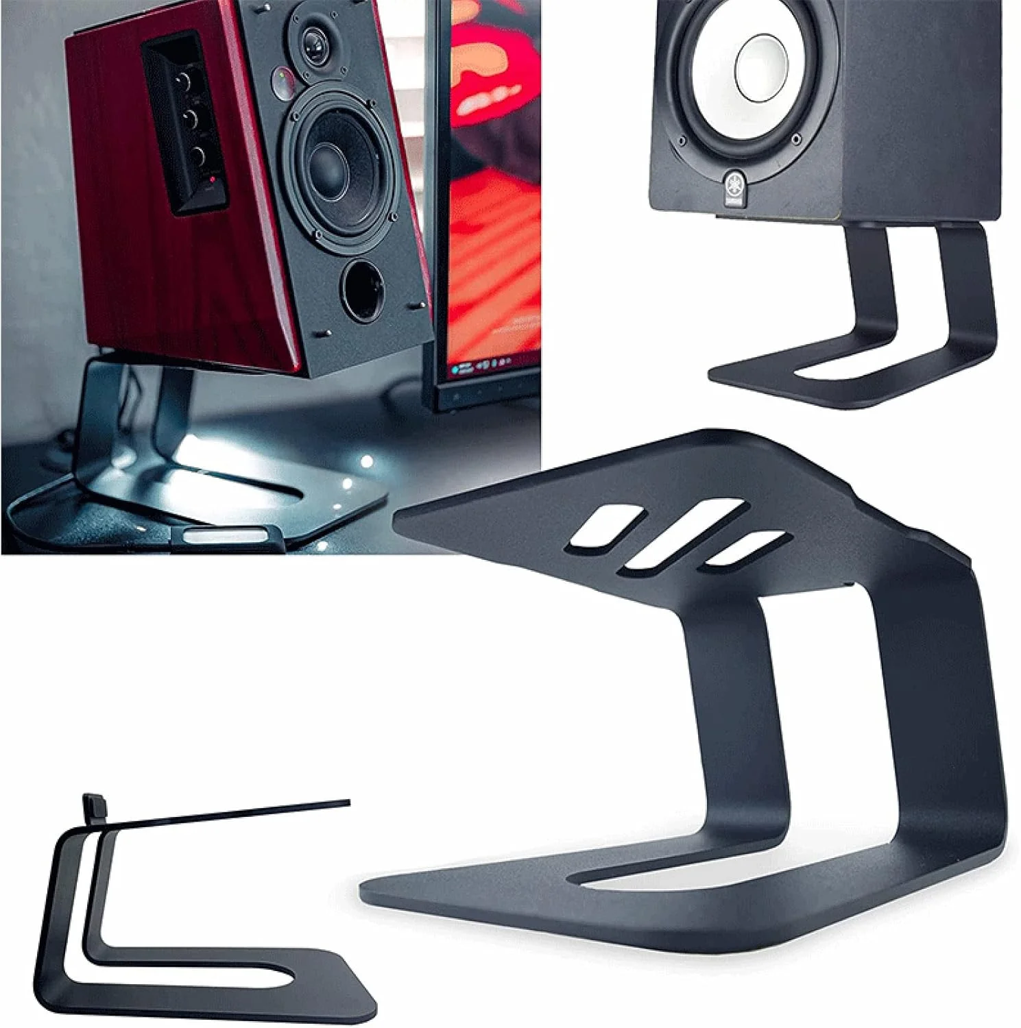 پایه رومیزی بلندگو با قابلیت جذب شوک، نگهدارنده صوتی HiFi خارجی، پایه مانیتور C شکل برای بلندگوهای کامپیوتر، ضد شوک و قابل تنظیم