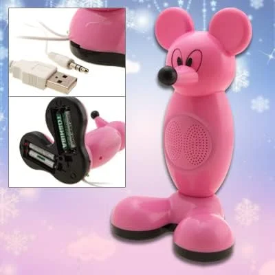 اسپیکر رومیزی USB طرح موس صورتی Ruilogod مناسب لپ تاپ، کامپیوتر، Mp4 و Mp3