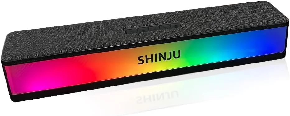 اسپیکر کامپیوتر RGB ShinJu برای لوازم جانبی بازی رایانه شخصی رومیزی، ساندبار بلوتوث 5.3 برای اسپیکرهای مانیتور، اتصال AUX به جک 3.5 میلی‌متری / USB / کارت TF، اسپیکرهای گیمینگ برای کامپیوتر، Bocinas para PC Gamer
