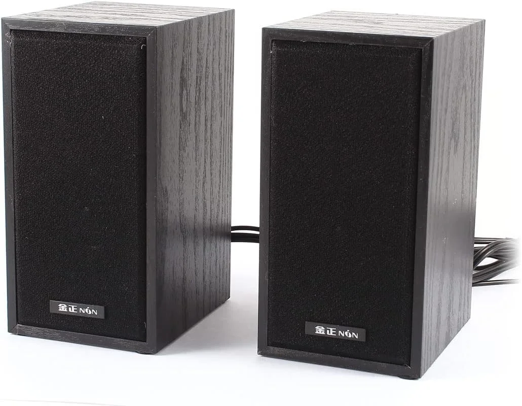 اسپیکر چند رسانه ای مینی استریو چوبی مشکی Ruilogod مدل USB 2.0 3.5mm برای لپ تاپ و کامپیوتر