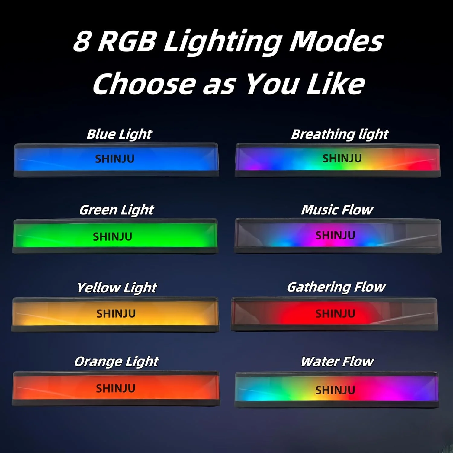 اسپیکر کامپیوتر RGB ShinJu برای لوازم جانبی بازی رایانه شخصی رومیزی، ساندبار بلوتوث 5.3 برای اسپیکرهای مانیتور، اتصال AUX به جک 3.5 میلی‌متری / USB / کارت TF، اسپیکرهای گیمینگ برای کامپیوتر، Bocinas para PC Gamer