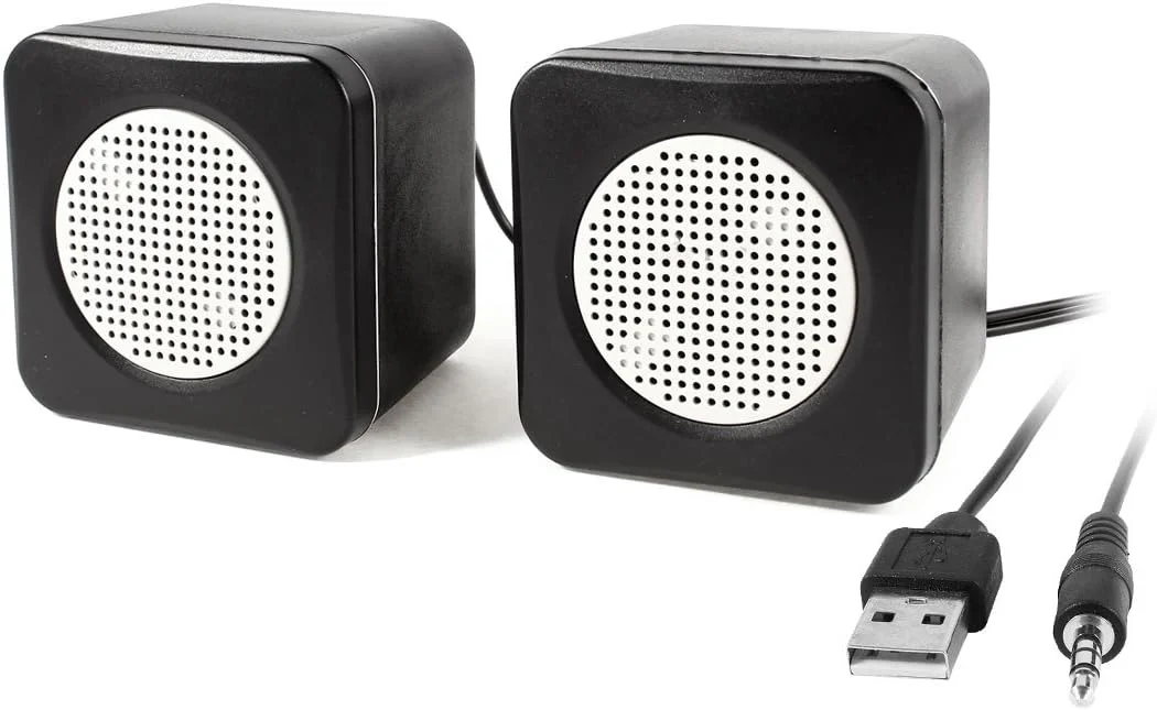 جفت اسپیکر رومیزی مینی USB 2.0 با کنترل صدا مشکی رنگ Ruilogod برای لپ تاپ MP4