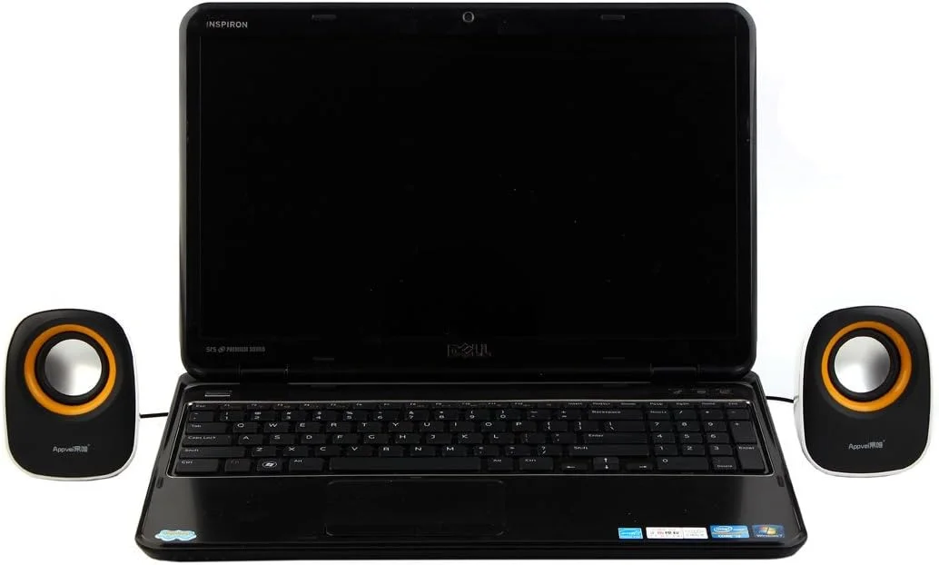 اسپیکر مینی چند رسانه ای قابل حمل استریو USB 2.0 با محفظه پلاستیکی 3.5 میلی متری، مناسب کامپیوتر، لپ تاپ، موسیقی، جفت سفید مشکی