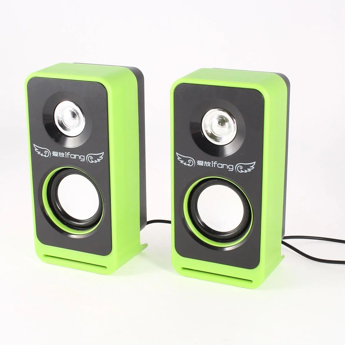 اسپیکر مینی مستطیلی مشکی سبز با کنترل صدا USB 2.0 رویلوگاد