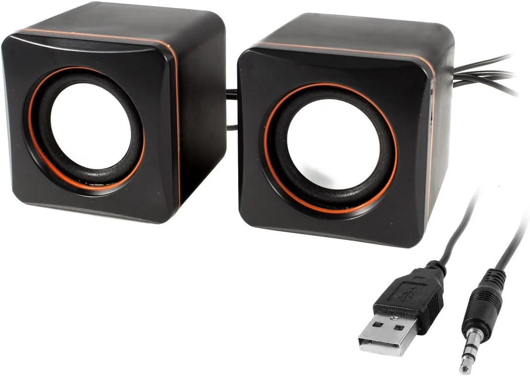 جفت اسپیکر چند رسانه ای رومیزی USB 2.0 با کنترل صدا مشکی Ruilogod برای لپ تاپ