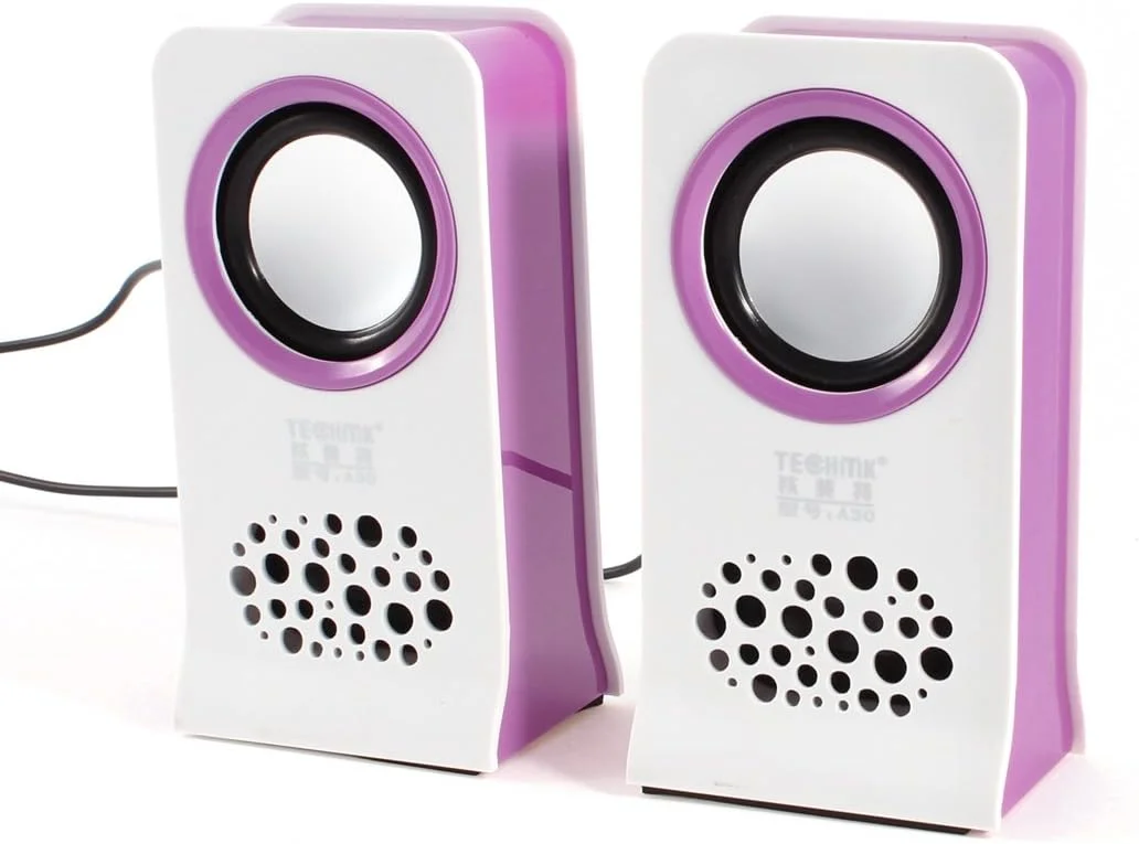 اسپیکر دسکتاپ مینی USB 2.0 رویلوگود سفید بنفش MP4 PC با کنترل صدا