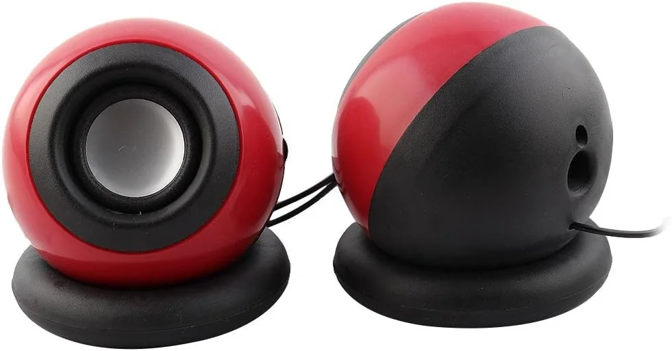 اسپیکر مینی استریو چند رسانه ای USB کامپیوتر رومیزی لپ تاپ Ruilogod پخش کننده موسیقی MP3 MP4 جک 3.5 میلی متری جفتی مشکی قرمز