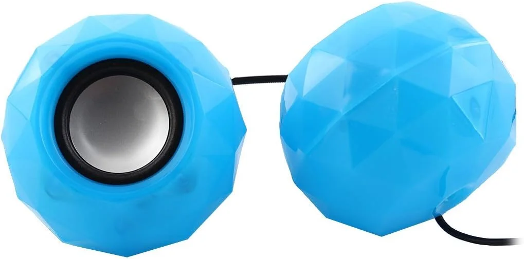 اسپیکر مینی استریو چند رسانه ای با پورت USB 2.0 و جک 3.5 میلی متری مناسب برای تلفن، کامپیوتر، لپ تاپ، پخش کننده موسیقی MP3 MP4 - یک جفت - آبی