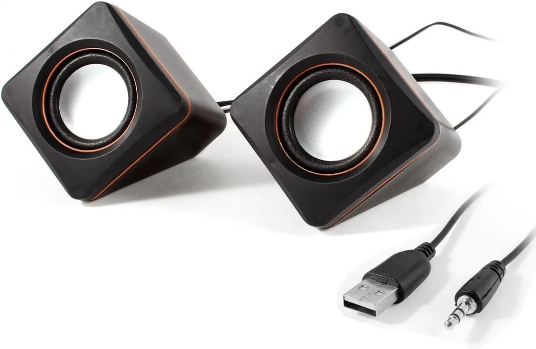 جفت اسپیکر رومیزی مینی دیجیتال USB 2.0 با کنترل صدا مشکی رنگ Ruilogod برای کامپیوتر