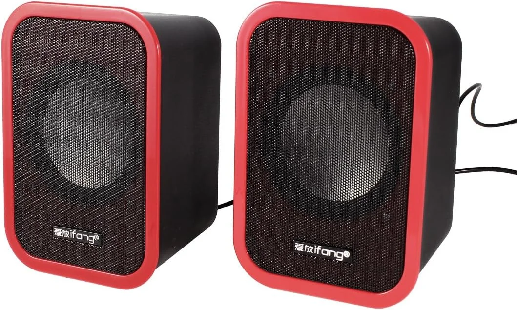 یک جفت بلندگوی کوچک مستطیلی مشکی قرمز PC Mp4 با رابط 3.5 میلی متری USB