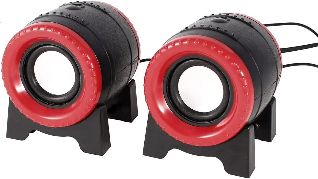 اسپیکر مینی دسکتاپ طرح درام Ruilogod، قرمز و مشکی، 3.5 میلی‌متری، USB