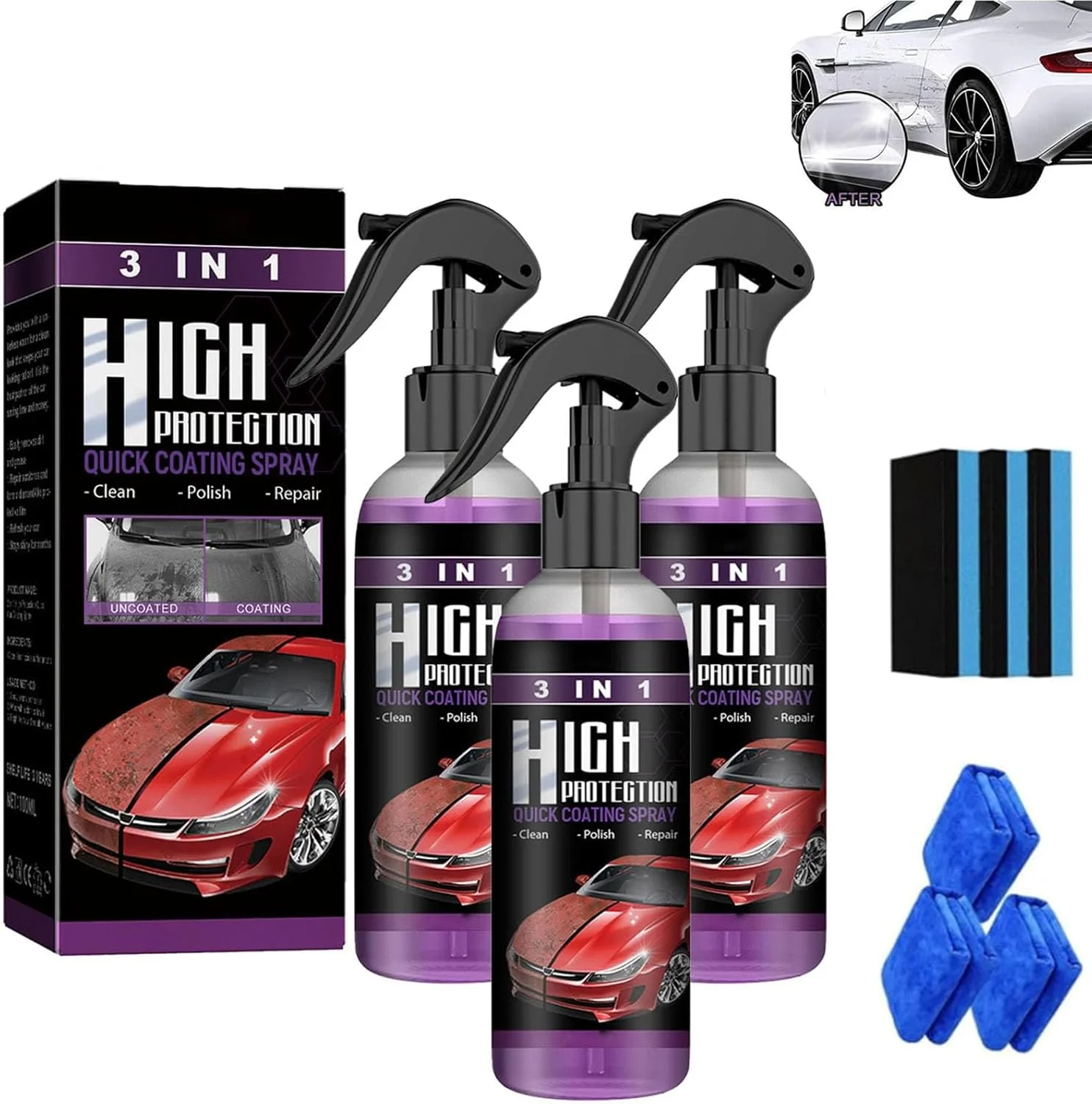 اسپری پوشش سرامیکی Armorgleam، اسپری پوشش سرامیکی Armor Gleam، پوشش سرامیکی فوق العاده آسان، اسپری پوشش خودرو سرامیکی 3 در 1 (3 عدد - 100 میلی لیتر)