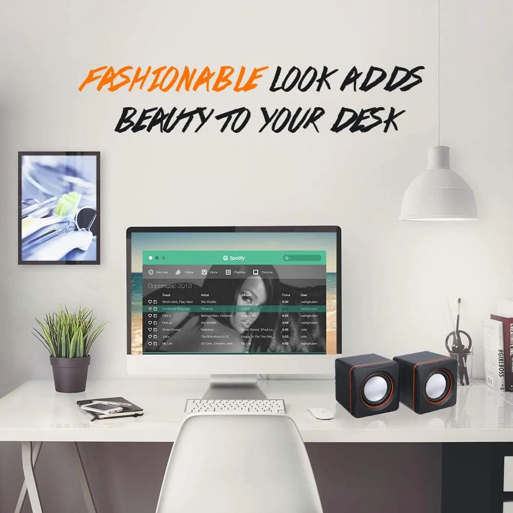 اسپیکر موسیقی Pedkit، اسپیکر رومیزی مینی با جک 3.5 میلی‌متری برای لپ‌تاپ/MP3/تلفن‌های هوشمند