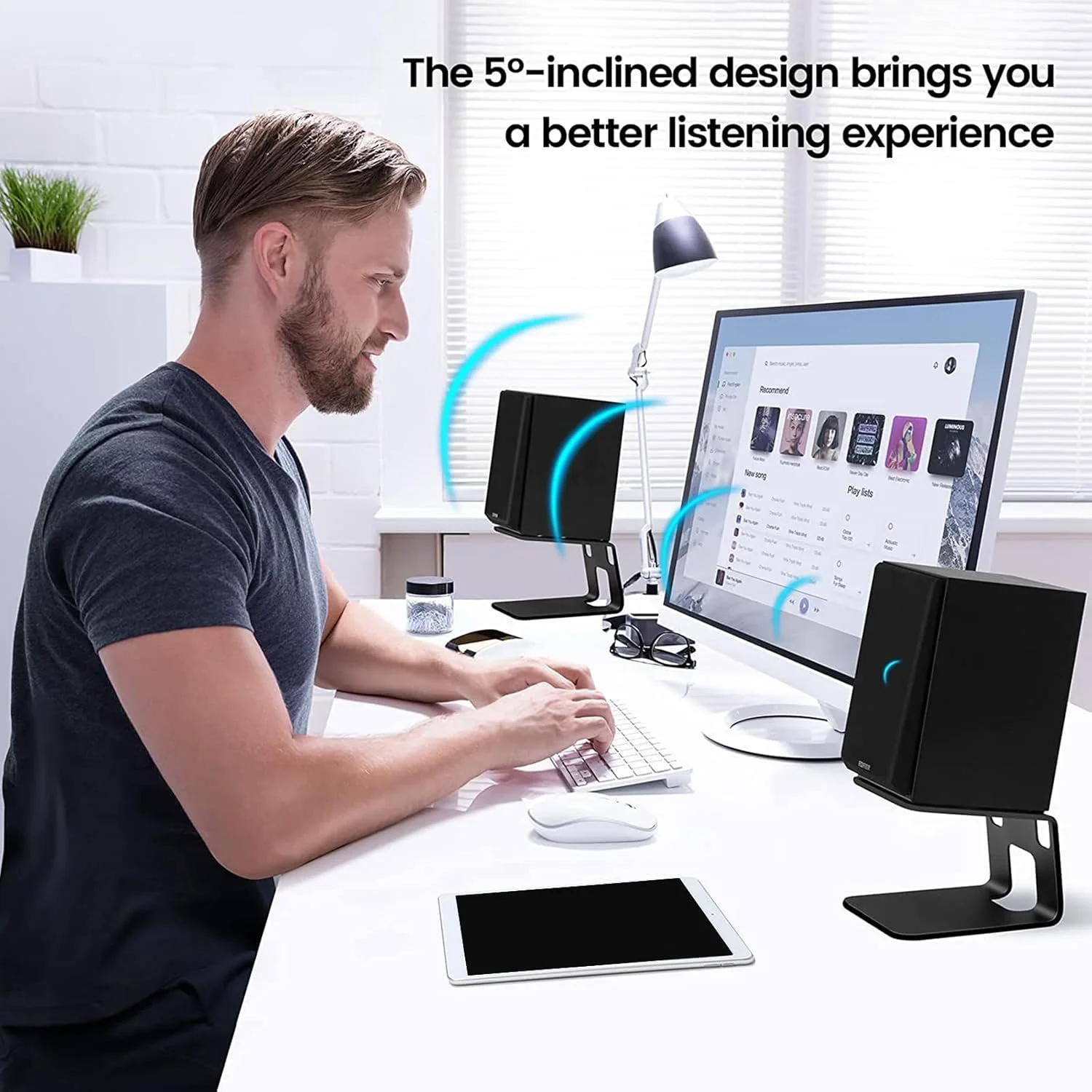 پایه رومیزی بلندگو اوسنگسی، پایه مانیتور استودیویی حرفه ای برای بلندگوهای قفسه ای، مجهز به پدهای ضد لغزش