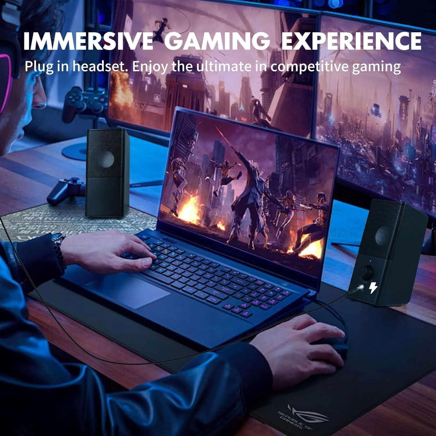 اسپیکر کامپیوتر کلاسیک ottosing H21 برای کامپیوتر رومیزی، صدای استریو کامل، تغذیه از طریق USB، اسپیکر گیمینگ با AUX چندرسانه ای 3.5 میلی متری برای لپ تاپ/رومیزی/تبلت/تلفن (مشکی)