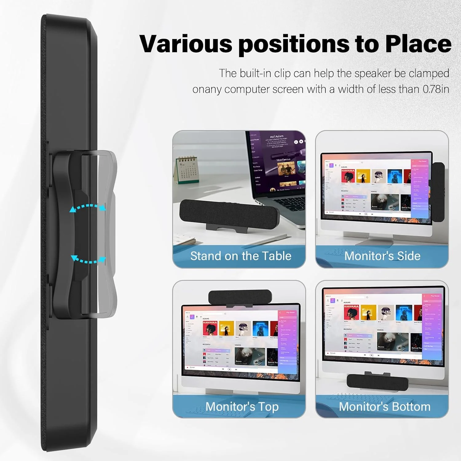OGUPGX - بلندگوهای کامپیوتر برای رایانه شخصی، بلندگوهای مانیتور برای لپ تاپ، بلندگوهای رایانه شخصی با صدای بلند، کنترل صدا به راحتی به مانیتورها متصل می شود