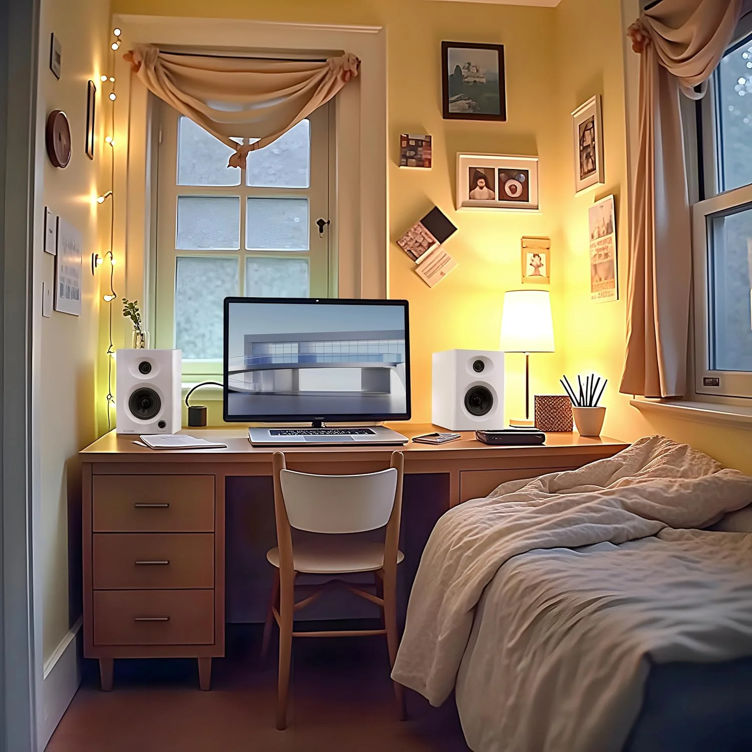 اسپیکر های کامپیوتر NL HOME برای دسکتاپ، حداکثر توان خروجی 60 وات، اسپیکر های گیمینگ کامپیوتر جمع و جور، اتصال بلوتوث 5.3/ورودی کمکی، صدای باس غنی برای دسکتاپ، لپ تاپ، مانیتور - سفید