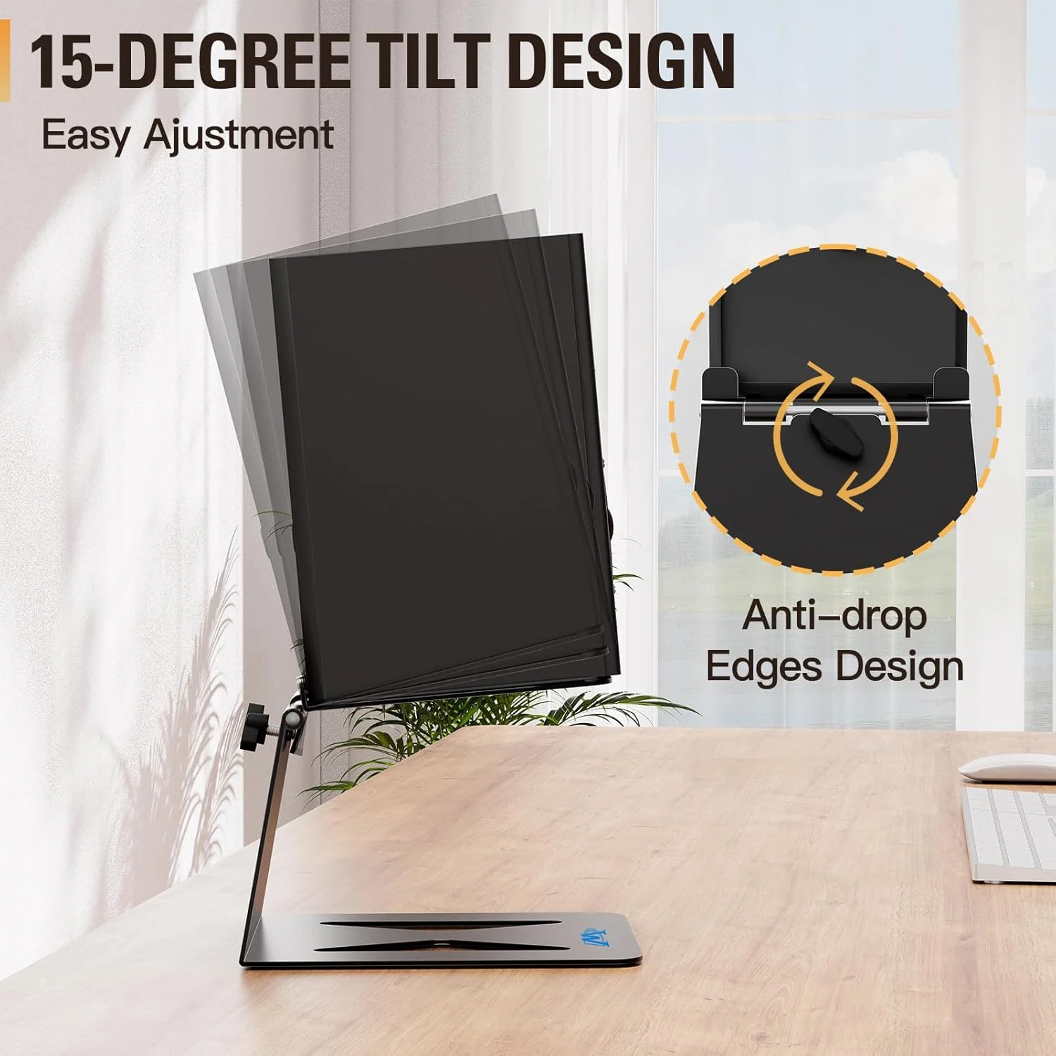 پایه رومیزی بلندگو Mounting Dream، مانیتور استودیویی شیب دار تا 15 درجه با پدهای ضد لرزش، مجموعه 2 عددی پایه بلندگوی قفسه کتاب، پایه بلندگوی صدای فراگیر - 33 پوند