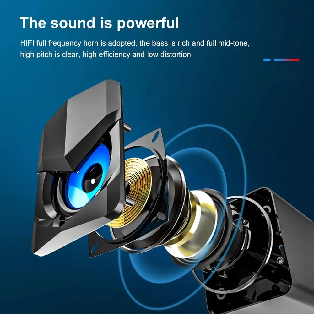 اسپیکر رومیزی کوچک موریلیان مدل V-158 با ساب ووفر سوپر باس، پخش کننده موسیقی سیمی 3.5 میلی متری، ساندباکس با تغذیه USB، ساب ووفر اسپیکر خانگی برای موبایل، لپ تاپ، جهانی