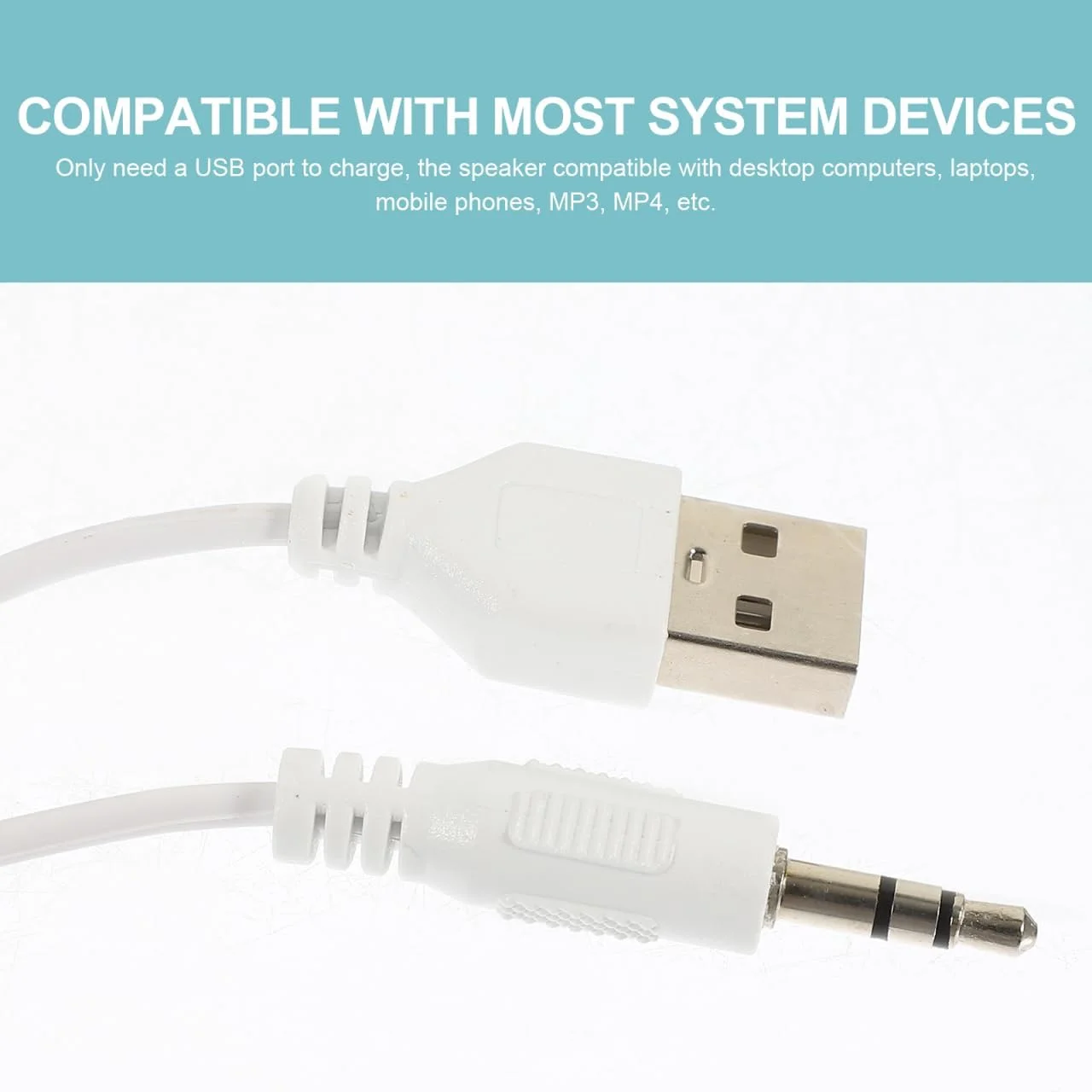 اسپیکر کامپیوتر Mobestech، 2 عدد اسپیکر سیمی قابل حمل برای لپ تاپ، اسپیکر کوچک چند رسانه ای رومیزی با صدای بلند، اسپیکر استریو USB برای لپ تاپ و کامپیوتر، سفید