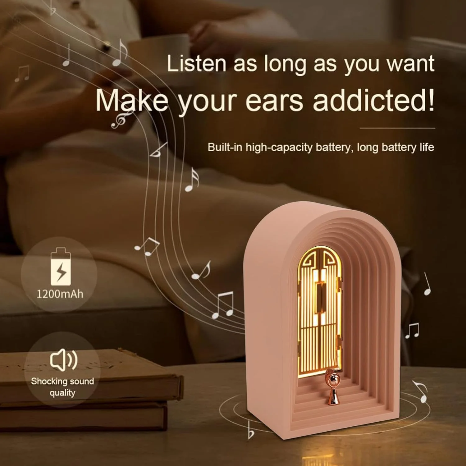 اسپیکر کامپیوتر MISETA برای دسکتاپ، اسپیکر رومیزی با شارژ USB و چراغ خواب (صورتی) (رنگ: صورتی)