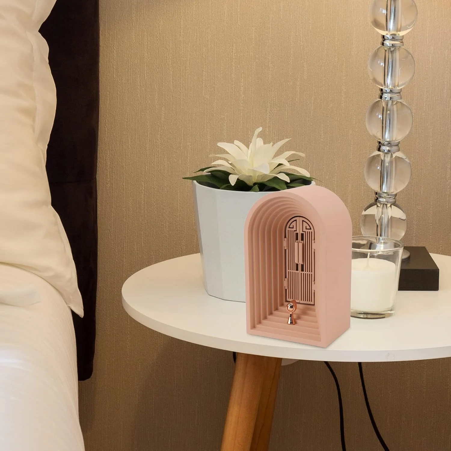 اسپیکر کامپیوتر MISETA برای دسکتاپ، اسپیکر رومیزی با شارژ USB و چراغ خواب (صورتی) (رنگ: صورتی)