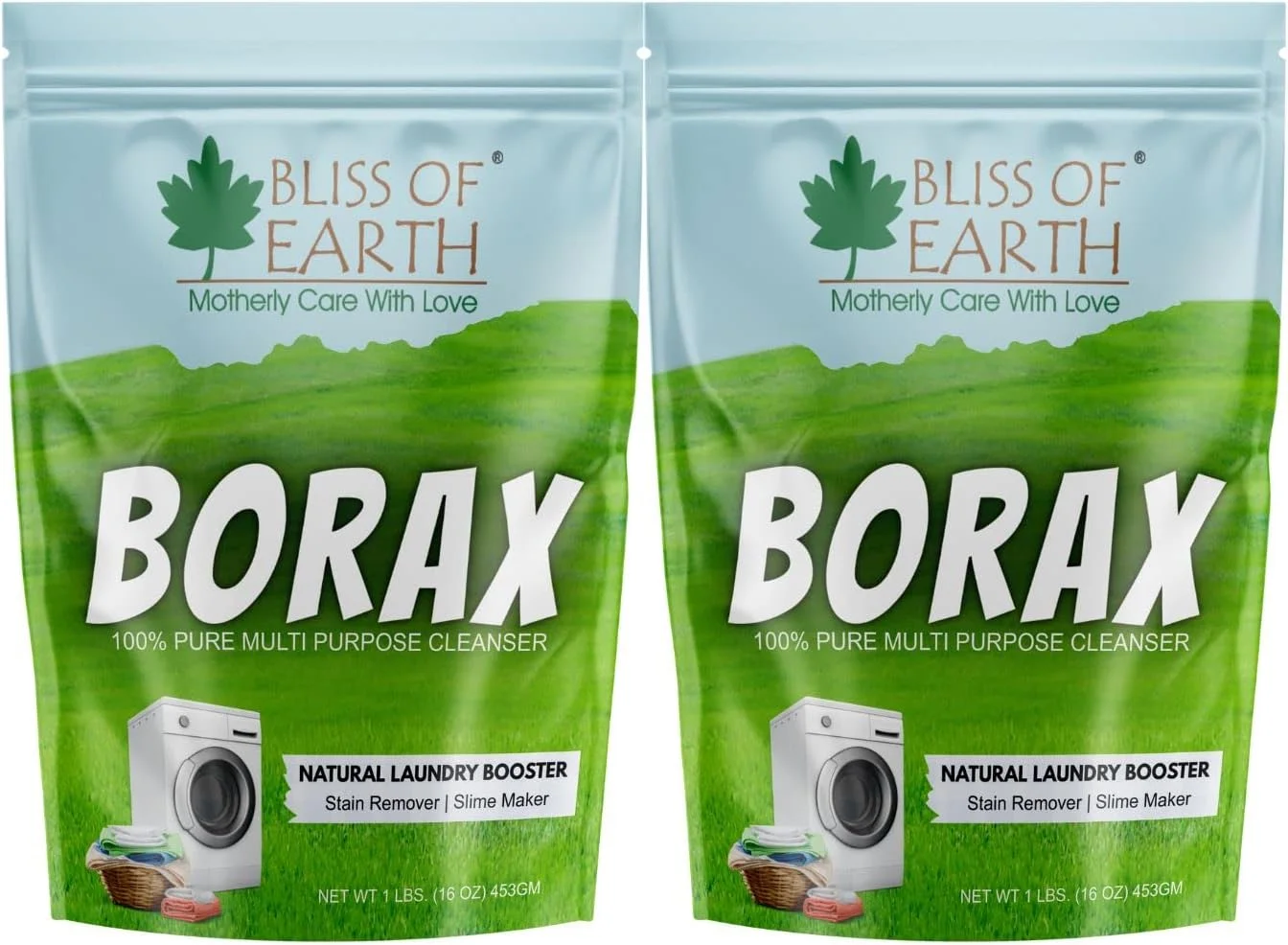 پودر بوراکس آمریکایی Bliss of Earth، تقویت کننده شوینده، فعال کننده اسلایم، پودر پاک کننده و لکه بر چند منظوره، از بین برنده مورچه ها، پودر بورات سدیم 100% خالص طبیعی، 2x453 گرم