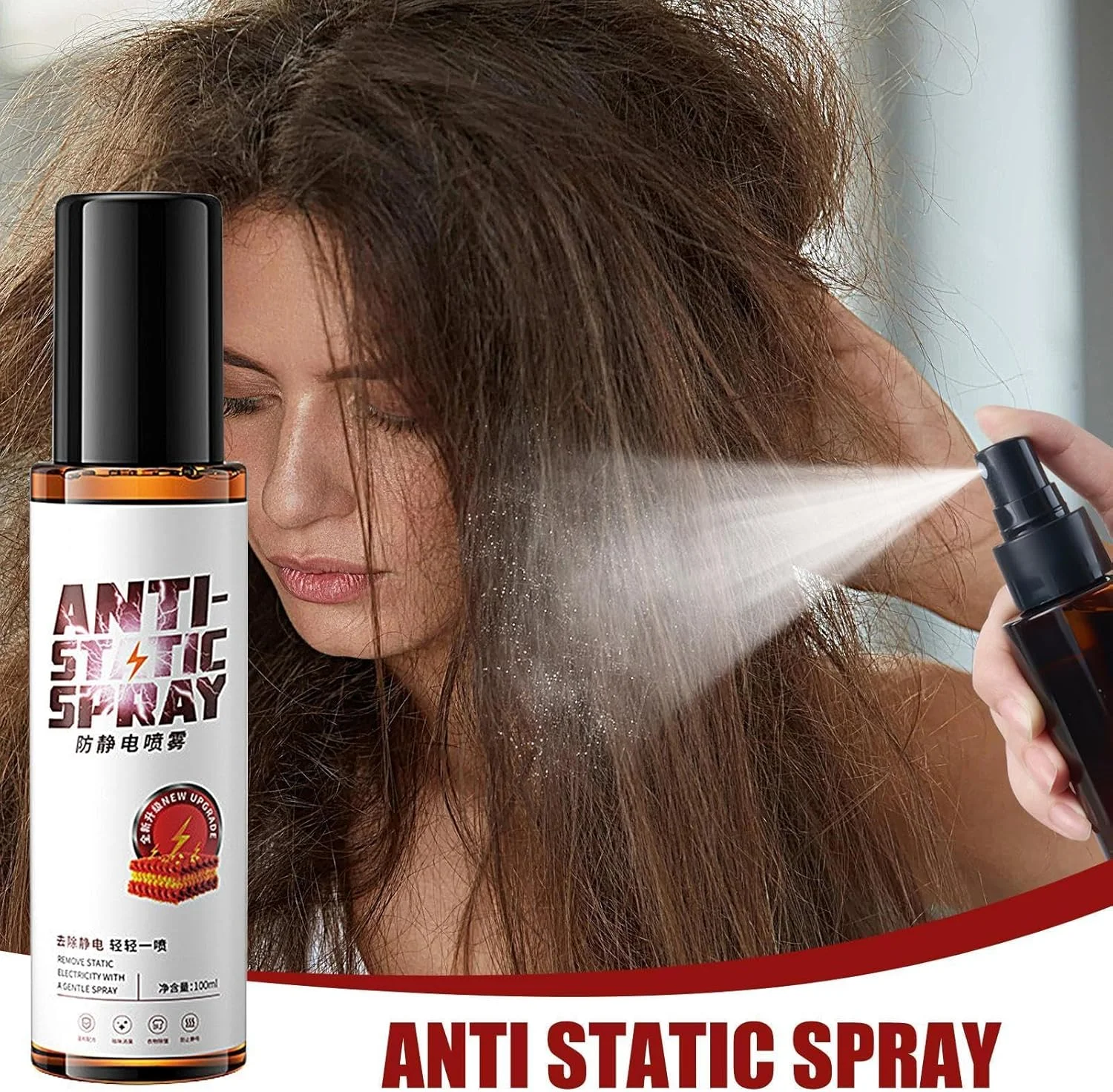 اسپری آنتی استاتیک برای لباس - 2 عدد از بین برنده الکتریسیته ساکن سایز مسافرتی، خوشبو کننده پارچه 100 میلی لیتری، محافظت طولانی مدت، فرمول غیر لکه دار، ایمن برای لباس، اثاثه یا لوازم داخلی و فرش، از بین برنده بو