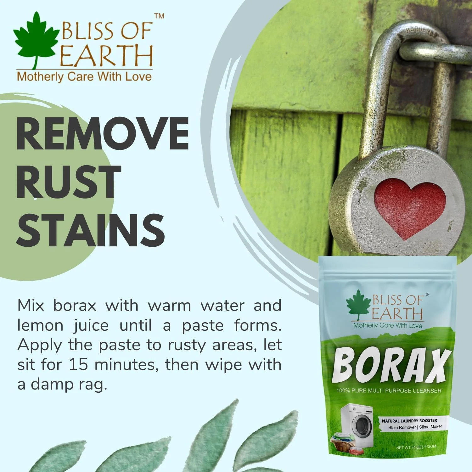 پودر بوراکس آمریکایی Bliss of Earth، پودر تقویت کننده مواد شوینده، پودر چند منظوره تمیز کننده و لکه بر، از بین برنده مورچه ها، 100% پودر بورات سدیم طبیعی خالص 2x113 گرم