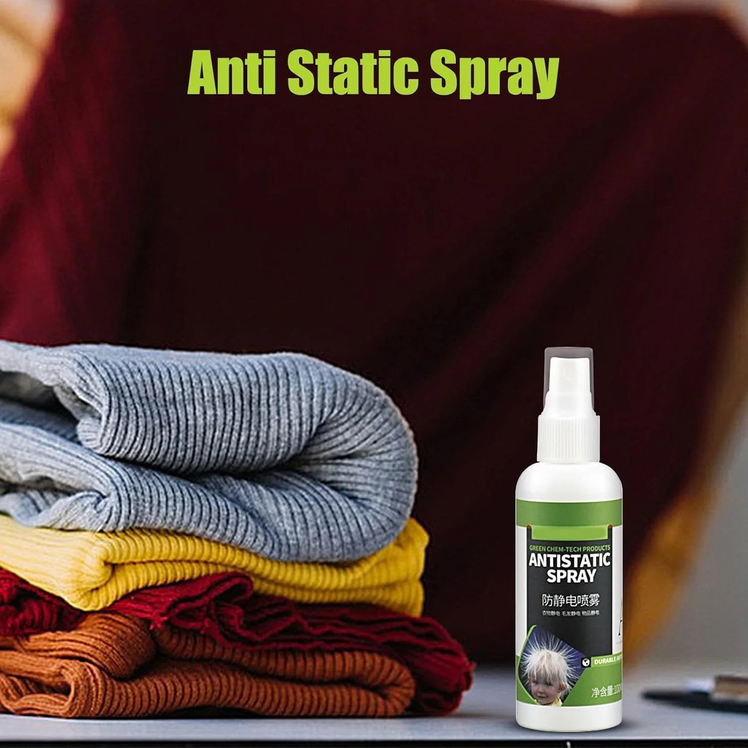 اسپری آنتی استاتیک برای لباس - 2 عدد اسپری رفع الکتریسیته ساکن سایز مسافرتی، 100 میلی لیتر خوشبو کننده پارچه، محافظت طولانی مدت، فرمول بدون لک، ایمن برای لباس، اثاثه یا لوازم داخلی و فرش، از بین برنده بو