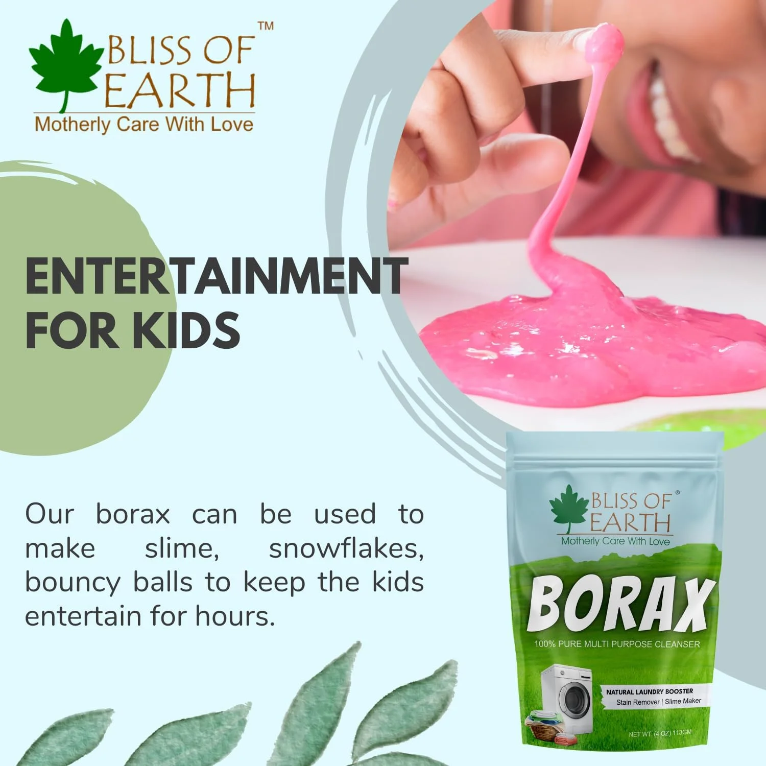 پودر بوراکس آمریکایی Bliss of Earth، پودر تقویت کننده مواد شوینده، پودر چند منظوره تمیز کننده و لکه بر، از بین برنده مورچه ها، 100% پودر بورات سدیم طبیعی خالص 2x113 گرم