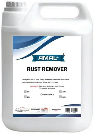 زنگ‌زدای آمال پلاس 5 لیتری – زنگ‌زدا و پاک‌کننده قوی برای سطوح فلزی، درمان خوردگی، مناسب برای مصارف صنعتی و خانگی، محلول سریع الاثر