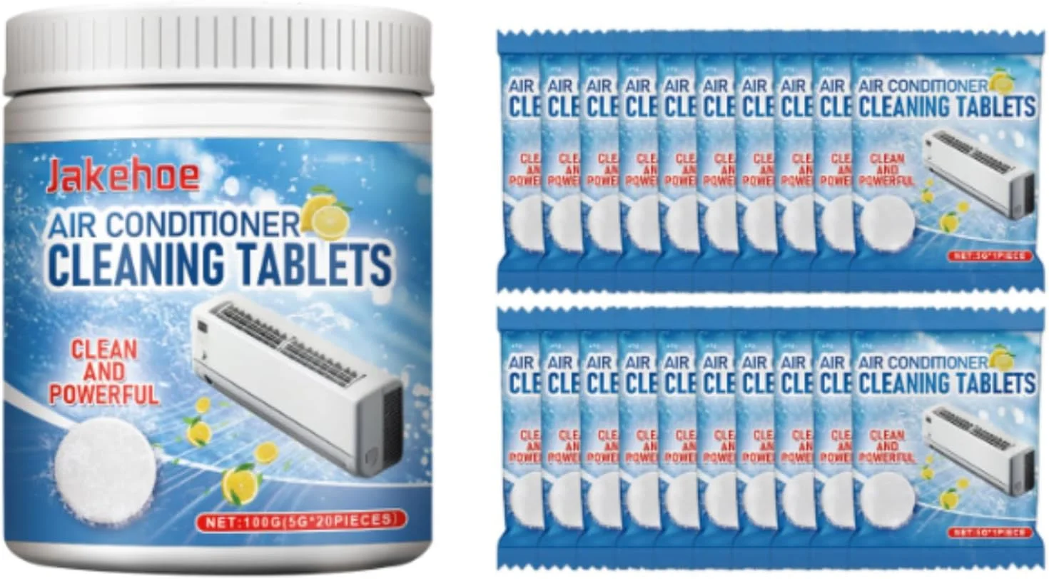 قرص تمیز کننده کولر گازی ALMEKAQUZ، 20 عدد، پاک کننده لکه و خوشبو کننده بدون نیاز به آبکشی برای واحدهای داخلی خانگی، دستگاه آویز برای از بین بردن بو و رسوب