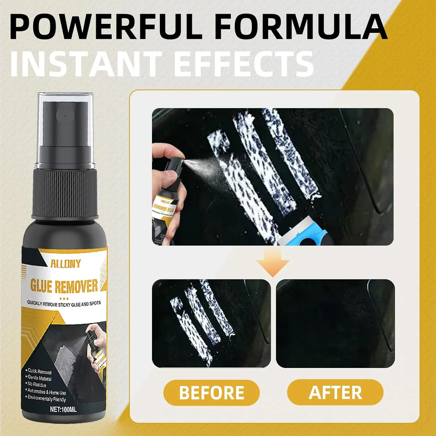 محلول پاک کننده چسب Allony، پاک کننده مواد چسبنده، پاک کننده برچسب، پاک کننده برچسب چسبناک، اسپری پاک کننده برچسب، برای از بین بردن برچسب ها و مواد چسبنده از سطوح مختلف - 100 میلی لیتر
