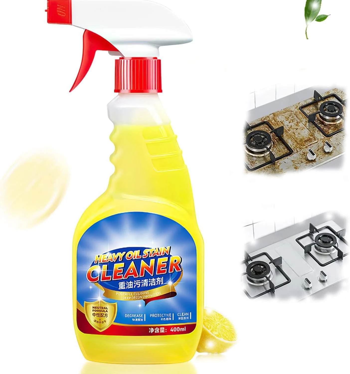 اسپری پاک کننده روغن چند منظوره، پاک کننده چربی و روغن آشپزخانه Azonee، با رایحه لیمو برای آشپزخانه و حمام، لوازم ضروری منزل، 400 میلی لیتر / 13.5 اونس