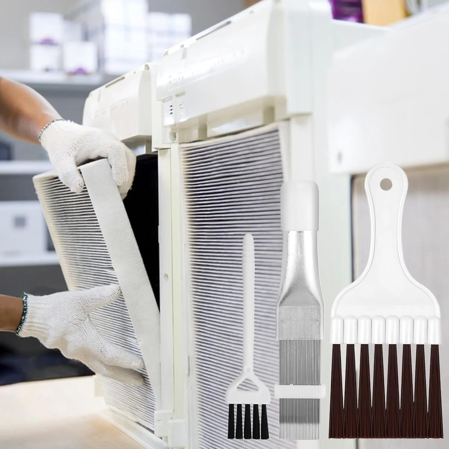 شانه فین کولر گازی - ابزار تمیز کننده کویل کولر گازی، ابزار تمیز کننده رادیاتور برای خودرو، RV، پنجره، یخچال، دریچه های کانال، لوازم تهویه مطبوع، تعمیر و نگهداری کویل AC